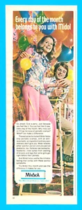 1975 MIDOL periodic menstrual cramps medication PRINT AD 1970's fashion party - Picture 1 of 3