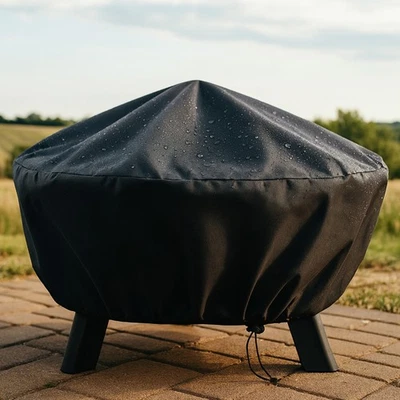 40 in Weather-Resistant PVC Round Fire Pit Cover - Black by Sunnydaze - Image 1 of 4