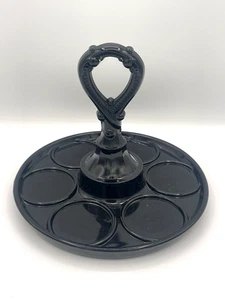 Vintage LE Smith Cordial Getränk Serviertablett Schwarz Amethyst Glas - Bild 1 von 13