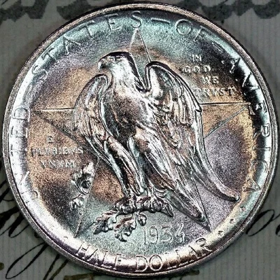 1934 Texas Commemorative Half Dollar Remember The Alamo Superb Gem Blast White - Image 1 of 2