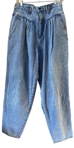 Vtg 80's Stefano Acid Stone Wash Denim Jeans Sz 14 High Waist Taper 30x28 - Picture 1 of 11