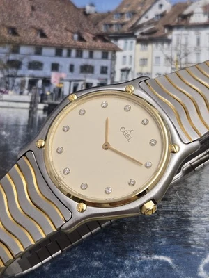 Authentic Men's Ebel Quartz 35mm Diamonds Dial Thin& Light Weight Clean and Chic - Image 1 of 4