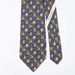 Corbata Salvatore Ferragamo animal de safari en seda azul - Imagen 1 de 6
