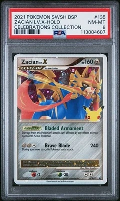 2021 ZACIAN LV X #17 SWSH BSP HOLO CELEBRATIONS COLLECTION SET PSA 8 - Image 1 of 2