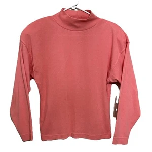 Vintage Forenza Mock Turtleneck Knit Shirt Sz L Pink 80s 90s Shoulder Pads - Picture 1 of 5