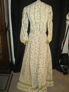 ANTIQUE EDWARDIAN VICTORIAN LADY'S DRESS W/ VINES & LACE INSERT ON SLEEVES - Picture 1 of 5