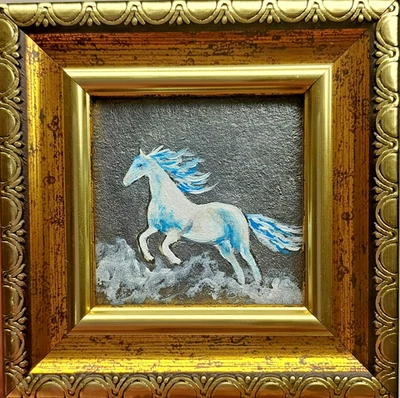 White Horse Oil Painting Equestrian Wall Decor Horse Lover’s Gift Original Art - Image 1 of 4