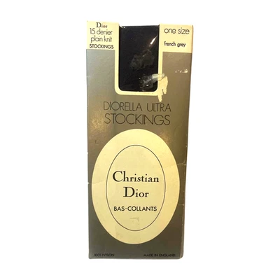 15 Denier Sheer Stockings One Size French Grey Christian Dior Diorella Ultra - Image 1 of 4