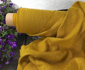 Mustard Amber Linen Fabric – Clothing, Curtains, Table Linen, Upholstery & Craft - Picture 1 of 59