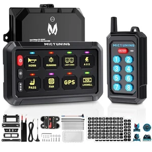 RGB 8 Gang Switch Panel, w/Wireless Remote Control Circuit Relay Box Car 12v-24v - Picture 1 of 18