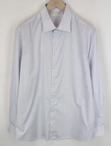 SUITSUPPLY Traveller 43/17 Shirt Men's Blue Stripe White Slim Cotton Twill - Picture 1 of 7