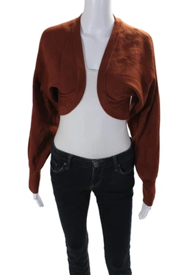 Suéter Bolero Feminino Intermix Manga Comprida Frente Aberta com nervuras Marrom Tamanho Médio - Imagem 1 de 4