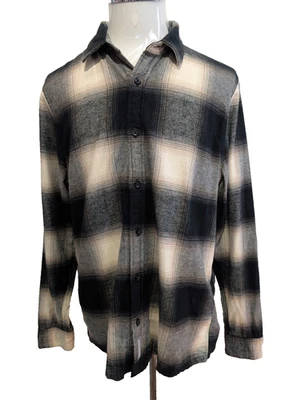Chemise Flanelle HOLLISTER Homme L Noire Crème Carreaux Ajustée |284S - Photo 1/4