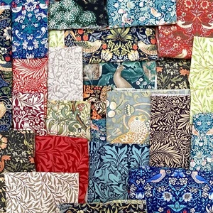 William Morris fabric remnants, bundle of cottons with various prints and sizes - Picture 1 of 7