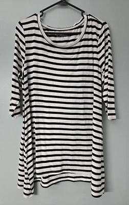 Túnica Mudd para mujer junior blanca negra rayas manga 3/4 talla XL Foto 1 de 4