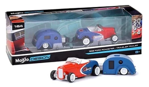 Maisto Design Tow & Go 1932 Ford Roadster / Traveler Trailer New in Box - Picture 1 of 1