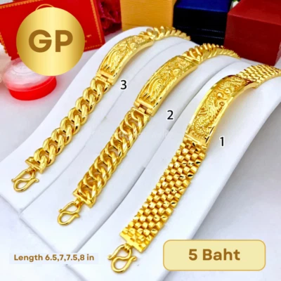 Bracelet Thai Gold 24k 23k 22k Yellow Chain Pendant Dragon Chinese 5 Baht Gift - Image 1 of 4