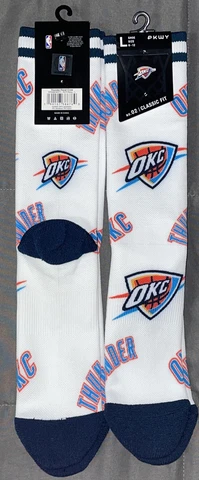Oklahoma City Thunder NBA Large Mens Socks Fits 6-12 PKWY Home Away 2 Pack OKC Cover