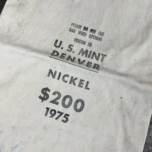 US Mint Canvas Bag 1975 Denver Colorado $200 Nickel Bank Coins - Used Vintage - Picture 1 of 6