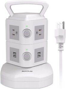JACKYLED Power Strip Tower Surge Protector Outlets USB Electric Charging Station