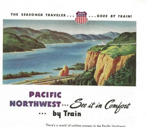 1950s Union Pacific Railroad Magazine Ad-Pacific Northwest-Columbia River Gorge - Picture 1 of 3