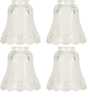 Set of 4 Premium Clear & Frosted Ceiling Fans Light Covers Glass Shade, Transiti - Picture 1 of 7