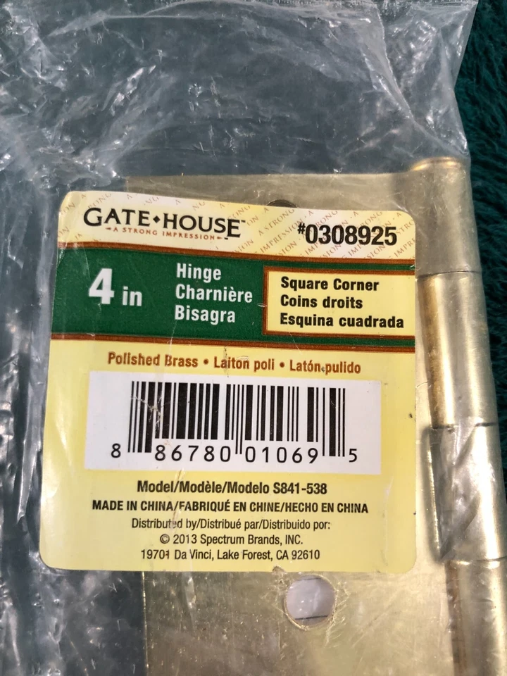 50 Gatehouse 4" Square Hinges Polished Brass Plated #0308925