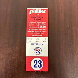 Philadelphia Phillies Montreal Expos 5/28/1976 biglietto Stub Mike Schmidt 3 successi - Foto 1 di 2