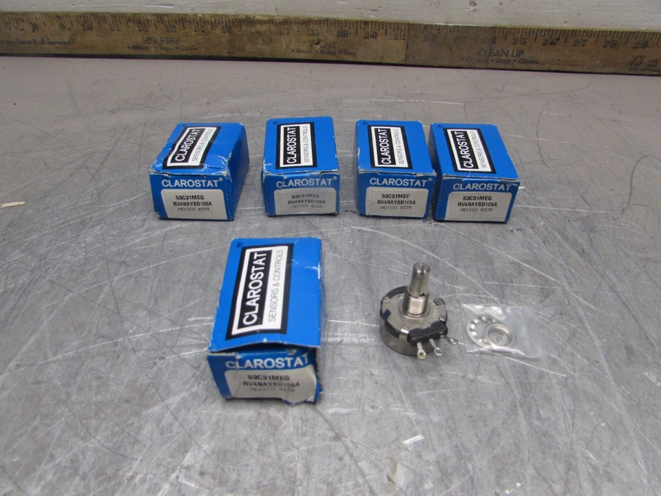 5- CLAROSTAT 53C31MEG ,LINEAR POTENTIOMETER, RV4NAYSD105A, 1Meg NIB! MAKE OFFER! - Image 1 of 4