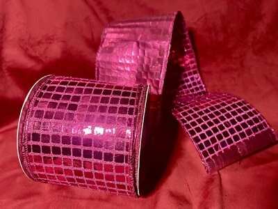 Easter Fuchsia, 🎀Wired, Mosaic Tile RIBBON (4"Wx10Y Sparkle And Shine PINK - Image 1 of 3