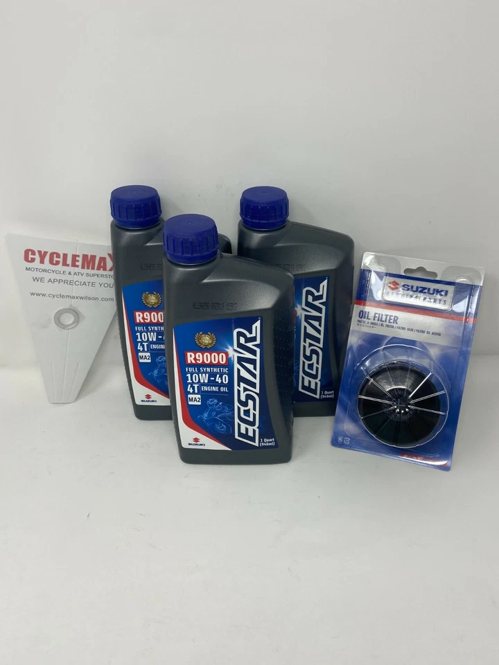 Kit completo de troca de óleo sintético Suzuki SV650/SV650S 10w40 fabricante de equipamento original 2001-2012 - Imagem 1 de 3