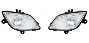Pair Chrome Full LED Fog Lights Lamps For 2018-2024 Freightliner Cascadia - Picture 1 of 8