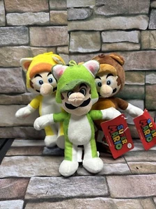 Lot Of 3 2020 Super Mario Plush With Tags Cat Suit Frog Suit Raccoon Suit - Picture 1 of 7