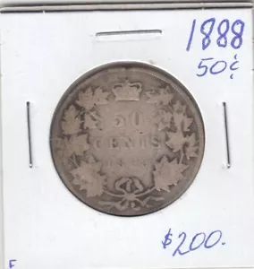 1888 Canada 50 Fifty Cents Silver Coin - Bild 1 von 3