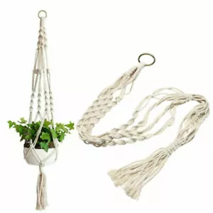 2PCS MACRAME JUTE PLANT HANGER FLOWER POT HOLDER WALL ART GARDEN HANGING ROPE - Picture 1 of 7