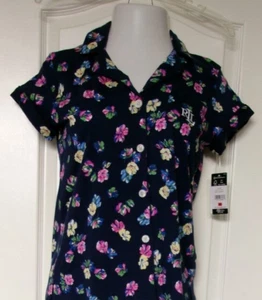 Ralph Lauren Pyjama Oberteil Kurzarm schwarz Blumenmuster Gr. XS - Bild 1 von 3