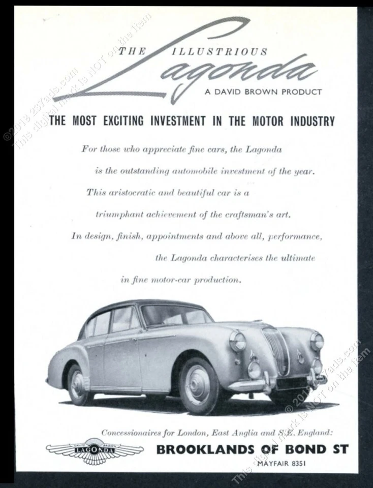 Foto de coche Lagonda David Brown 1959 anuncio impreso vintage Foto 1 de 1