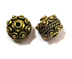 10 PCS 13MM SOLID COPPER BALI BEAD ANTIQUE BRASS 20 - Picture 1 of 5