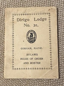 Vintage Freimaurer Ritter von Pythias Dirigo Lodge Gorham Maine Satzungsregeln 1919 - Bild 1 von 16