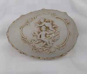 Lefton Trinket Box Vanity Powder Box Cherub & Roses - Picture 1 of 10