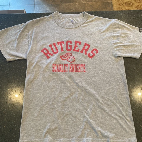 Rutgers Scarlet Knights Russell Short Sleeve T-Shirt Men's Gray Red Small EUC Cover