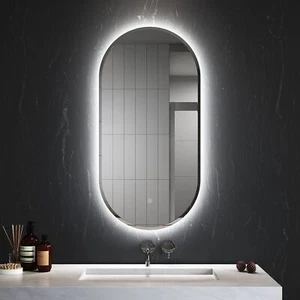 Oval LED Wall Mirror Touch Anti-Fog Makeup Decor Bathroom Vanity 900x450mm - Picture 1 of 11