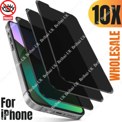 10 PACK Lot Privacy Screen Protector Tempered Glass For iPhone 17 14 13 12 16 XR - Image 1 of 4