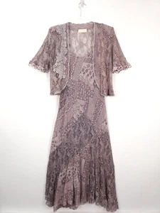 Ann Balon Italian Lace Mother Of The Bride Outfit Medium UK 12 - 14 Purple - Picture 1 of 14