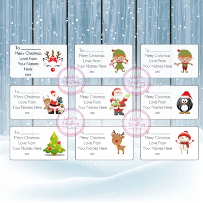 Navidad Regalo Personalizado Pegatinas Etiquetas Regalo Perfecto Etiquetas Navidad Santa Elfo Foto 1 de 4