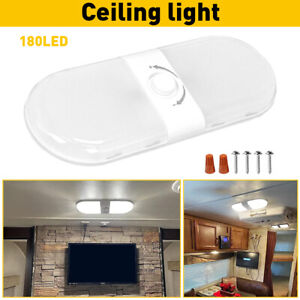 White Camper 12-24V Dimmable RV Ceiling Double Dome Light Trailer Camper Boat