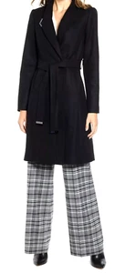 TED BAKER schwarz Wolle Kaschmir Mischung Gürtel Rosen Kleid Mantel Blumen Futter 1/2-4 - Bild 1 von 11