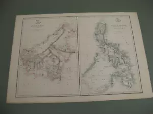 100% ORIGINAL LARGE BORNEO PHILIPPINE ISLANDS MAP BY WELLER C1863 VGC - Picture 1 of 1