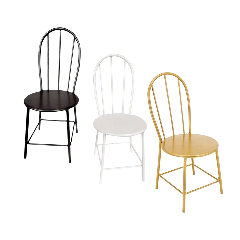 Sedia Da Pranzo In Metallo Modello Mini Casa Delle Bambole In Scala 1/6 Di - Immagine 1 di 1