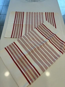 2 Pottery Barn Lumbar Ticking Striped Pillow Covers Red Beige Stripe - Picture 1 of 7